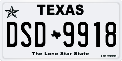 TX license plate DSD9918