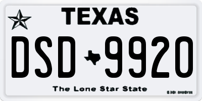 TX license plate DSD9920