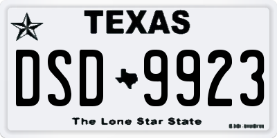 TX license plate DSD9923