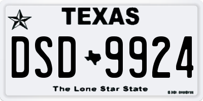 TX license plate DSD9924