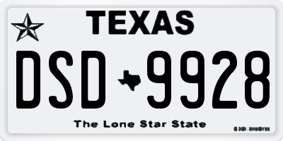 TX license plate DSD9928