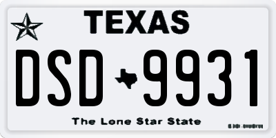 TX license plate DSD9931