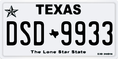 TX license plate DSD9933