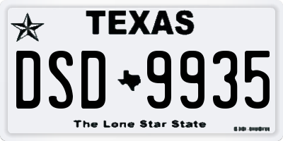 TX license plate DSD9935