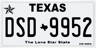 TX license plate DSD9952