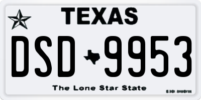 TX license plate DSD9953