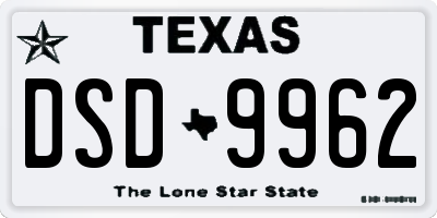 TX license plate DSD9962