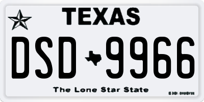 TX license plate DSD9966