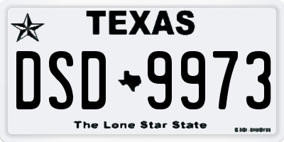 TX license plate DSD9973