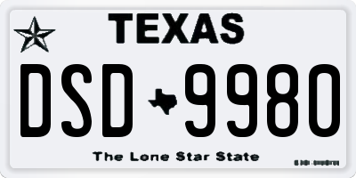 TX license plate DSD9980
