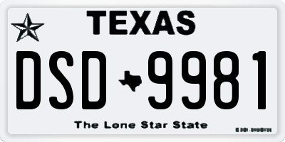 TX license plate DSD9981