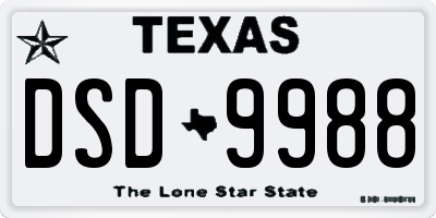 TX license plate DSD9988