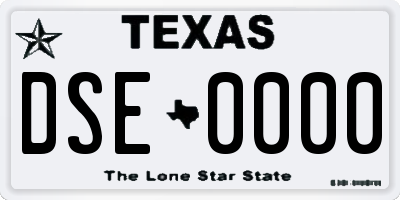 TX license plate DSE0000