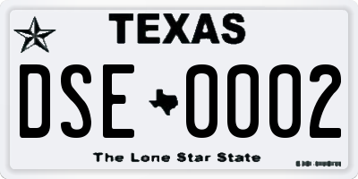 TX license plate DSE0002