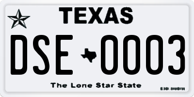 TX license plate DSE0003