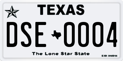 TX license plate DSE0004
