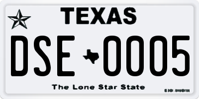 TX license plate DSE0005