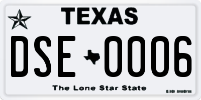 TX license plate DSE0006