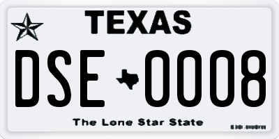 TX license plate DSE0008