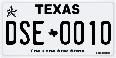TX license plate DSE0010