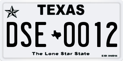 TX license plate DSE0012