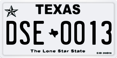 TX license plate DSE0013
