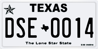 TX license plate DSE0014