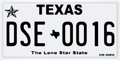 TX license plate DSE0016