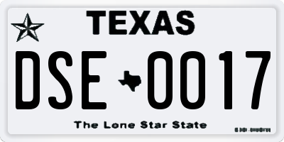 TX license plate DSE0017