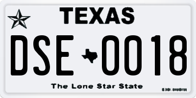 TX license plate DSE0018
