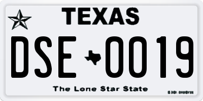 TX license plate DSE0019