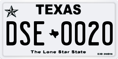 TX license plate DSE0020