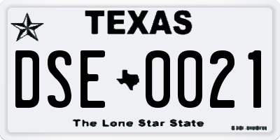 TX license plate DSE0021