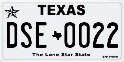 TX license plate DSE0022