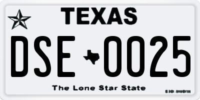 TX license plate DSE0025
