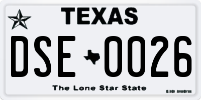 TX license plate DSE0026