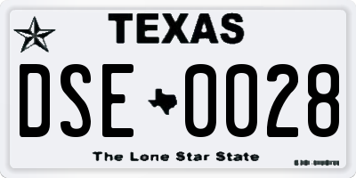 TX license plate DSE0028