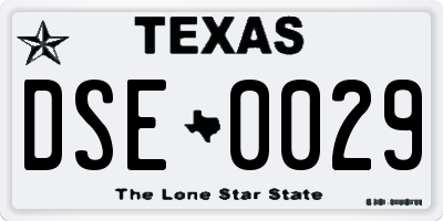 TX license plate DSE0029