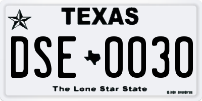 TX license plate DSE0030