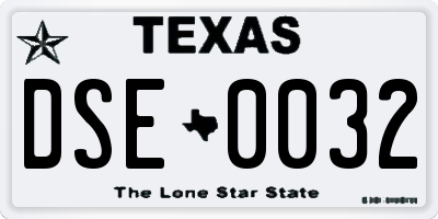 TX license plate DSE0032