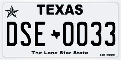TX license plate DSE0033