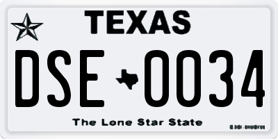 TX license plate DSE0034