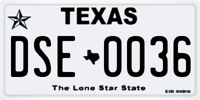 TX license plate DSE0036