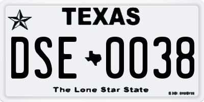 TX license plate DSE0038