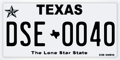 TX license plate DSE0040