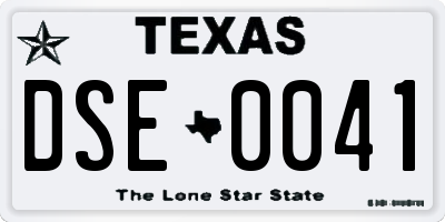 TX license plate DSE0041