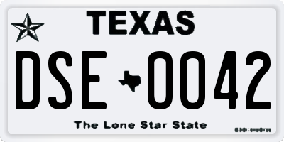 TX license plate DSE0042
