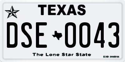 TX license plate DSE0043