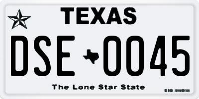 TX license plate DSE0045
