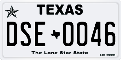 TX license plate DSE0046